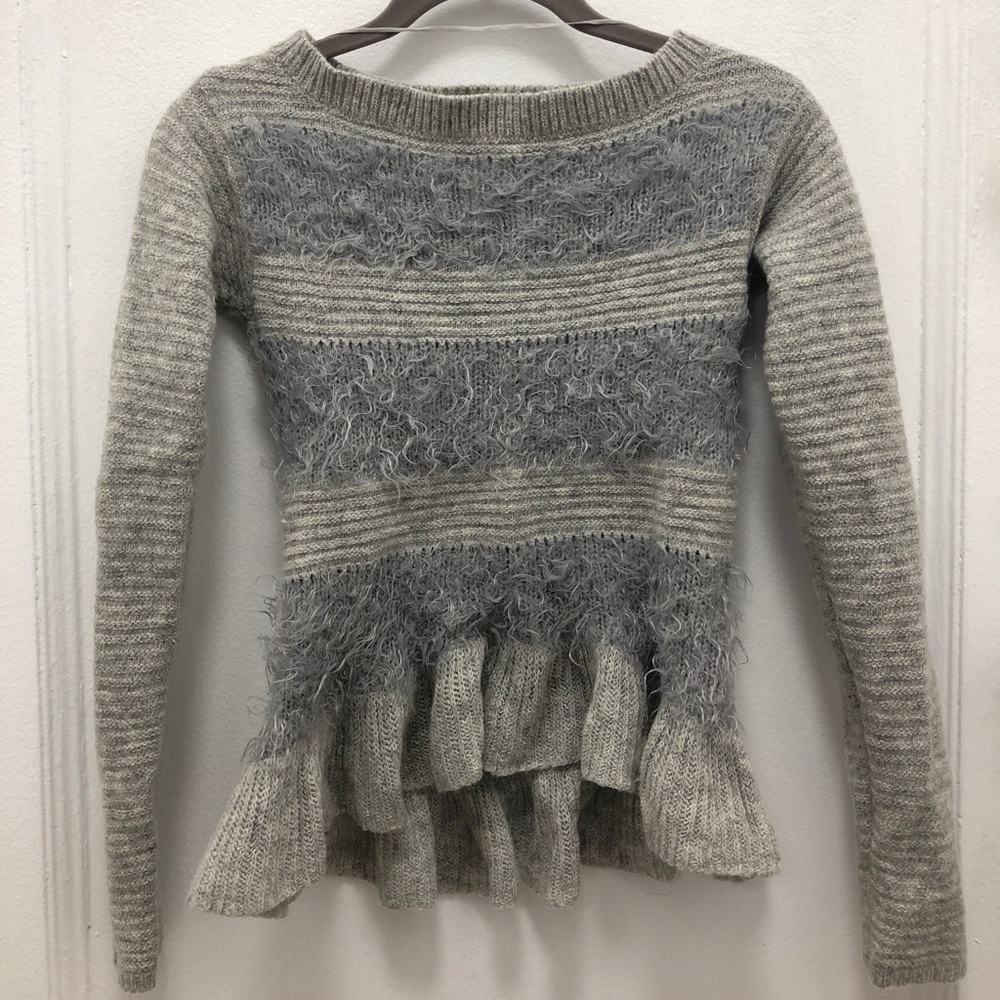Anthropologie Sleeping on Snow Ruffle Hem Sweater
